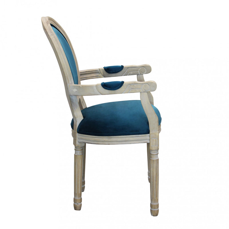 Poltrona Constance in Velluto Blu 55x46x96 h cm in Legno Blu-3