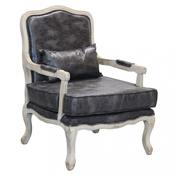 Poltrona Christy in Ecopelle Vintage Grigio 64x72x92 h cm in Legno Grigio scuro online