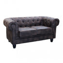 Divano 2 Posti Chesterfield 152x74x82 h cm in Similpelle Marrone-1