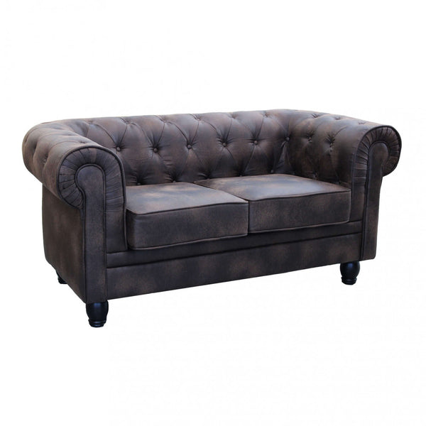 acquista Divano 2 Posti Chesterfield 152x74x82 h cm in Similpelle Marrone