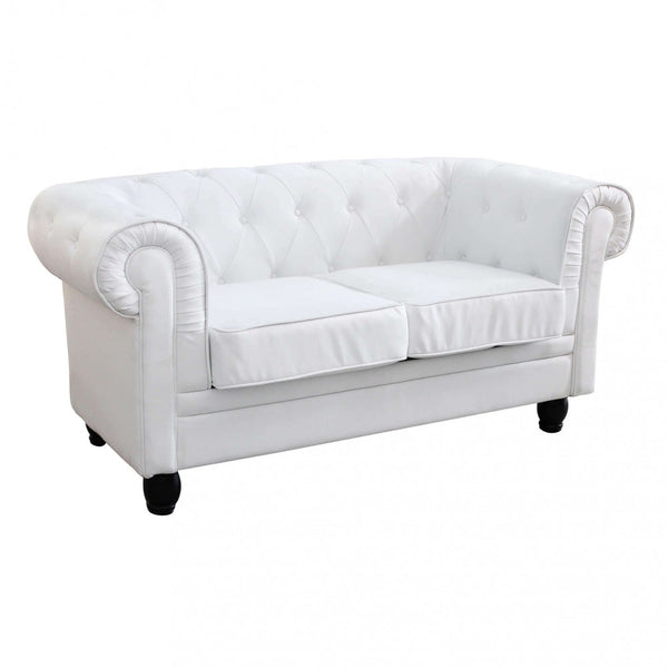 Divano 2 Posti Chesterfield 152x74x82 h cm in Similpelle Bianco sconto