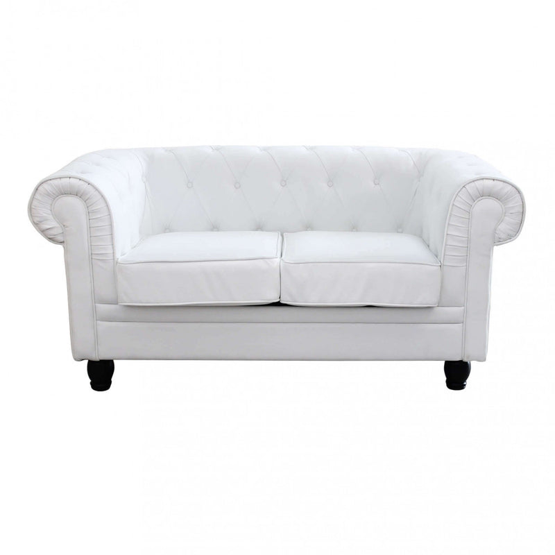 Divano 2 Posti Chesterfield 152x74x82 h cm in Similpelle Bianco-2