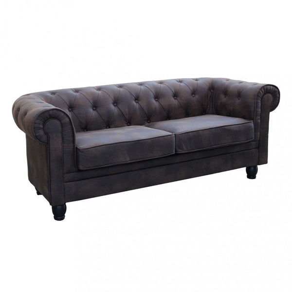 sconto Divano 3  Posti Chesterfield 197x74x82 h cm in Similpelle Marrone