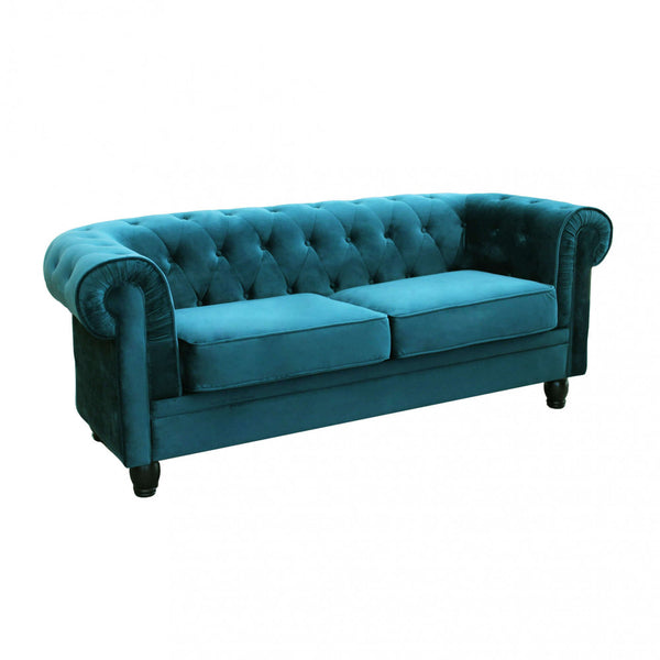 Divano 3  Posti Chesterfield 197x74x82 h cm in Velluto Blu sconto