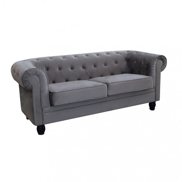 online Divano 3  Posti Chesterfield 197x74x82 h cm in Velluto Grigio