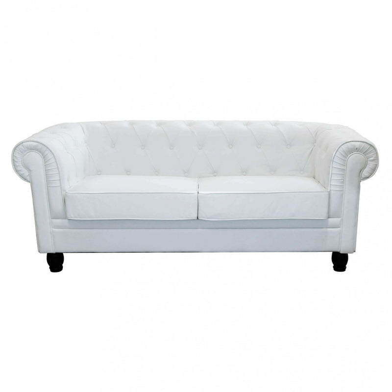 Divano 3  Posti Chesterfield 197x74x82 h cm in Similpelle Bianco-2