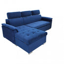 Divano Letto Derrick 234x148x84 cm in Tessuto Blu-1