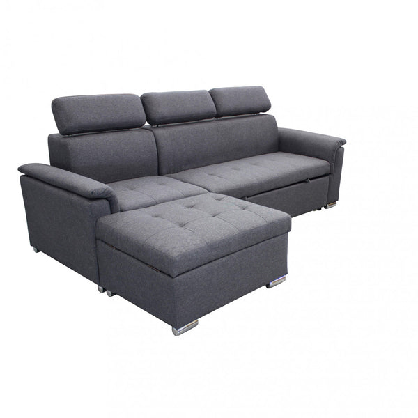 online Divano Letto Derrick 234x148x84 cm in Tessuto Grigio scuro