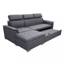 Divano Letto Derrick 234x148x84 cm in Tessuto Grigio scuro-2