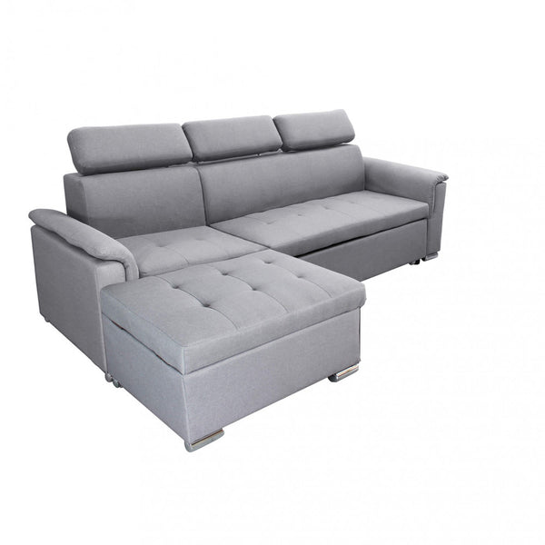 Divano Letto Derrick 234x148x84 cm in Tessuto Grigio chiaro acquista