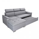 Divano Letto Derrick 234x148x84 cm in Tessuto Grigio chiaro-2