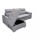 Divano Letto Derrick 234x148x84 cm in Tessuto Grigio chiaro-4