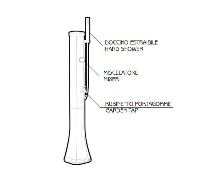 Mini Doccia da Giardino Lavapiedi Miscelatore e Doccetta Mobile Arkema Happy Go Grigio Antracite-5