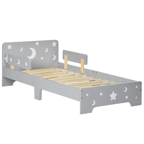 prezzo Struttura Letto Singolo per Bambini 143x76x49 cm con Motivi a Stelle e Luna in Pannelli di MDF e Truciolato Grigio