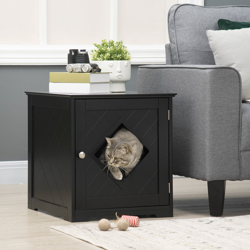 Lettiera per Gatti con Porta Magnetica 48,5x53x51,5 cm in MDF e Truciolato  Nera – acquista su Giordano Shop