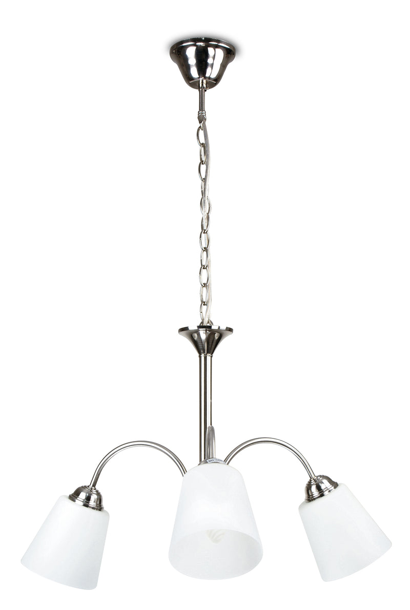 Lampadario Sospeso Metallo Nikel paralumi Vetro Soffiato Classico E14 Ambiente I-1162/3-1