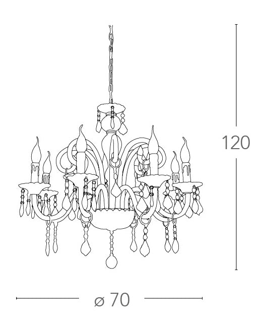 Lampadario a Sospensione Pendagli Cristallo K9 struttura Vetro Classico E14 Ambiente I-246/00900-4