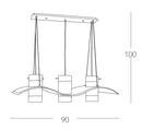 Lampadario 3 Sospensioni Cilindriche decoro Onda Vetro Trasparente E27 Ambiente I-32330-4