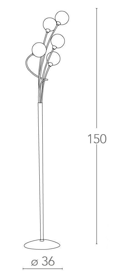 Lampada da Terra Metallo Cromato paralumi Sferici Vetro Trasparente Bianco Piantana Moderna G9 Ambiente I-BLOG-PT5-2