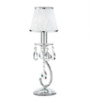 Lumetto Metallo Gocce Cristalli K9 paralume Polivinilico Bianco Glitterato Lampada Classica E14 Ambiente I-BOEME/L1-1