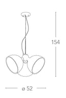 Sospensione 3 Luci decoro Quadri Vetro Cromato Cavo Rosso Lampadario Moderno E27 Ambiente I-CALLAS-S3-2