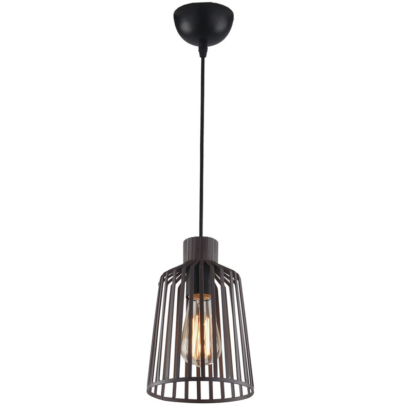 Sospensione Gabbia Metallo Bronzo Lampadario Rustico E27 Ambiente I-DAYTON-S16 BRO-1