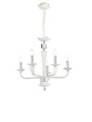 Lampadario Bianco Similpelle Cristallo K9 Finiture Cromate Moderno E14 Ambiente I-DESDEMONA/5-1