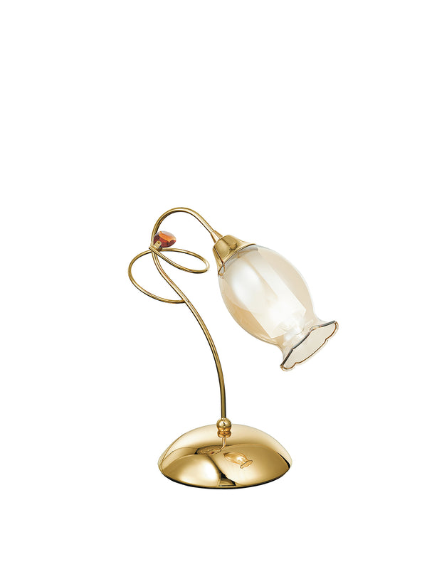 online Lumetto Oro Elegante paralume Floreale Vetro decoro Cristallo K9 Lampada da tavolo Classica E14