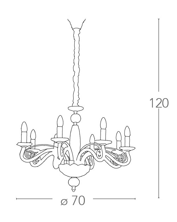 Lampadario a Sospensione Finiture Oro Cristallo Classico E14 Ambiente I-EPOQUE/8-4