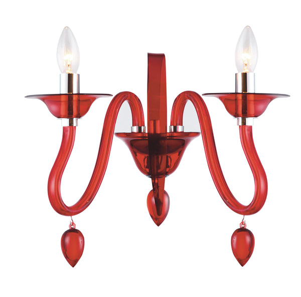 acquista Applique Pendagli Gocce Acrilico Trasparente Rosso Lampada Moderna E14