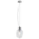 Sospensione Cromata paralume in Vetro Soffiato Trasparente Lampadario Moderno E27 Ambiente I-FELLINI-S18-1