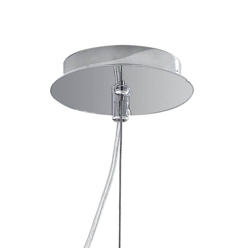 Sospensione Cromata paralume in Vetro Soffiato Trasparente Lampadario Moderno E27 Ambiente I-FELLINI-S18-2