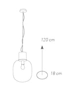 Sospensione Cromata paralume in Vetro Soffiato Trasparente Lampadario Moderno E27 Ambiente I-FELLINI-S18-4