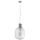 Sospensione Una luce Metallo Cromo paralume Vetro Soffiato Lampadario Moderno E27 Ambiente I-FELLINI-S30-1