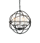 Lampadario Rustico Gabbia Sferica Metallo Nero Sospensione E14 Ambiente I-GLITTER-S6-1