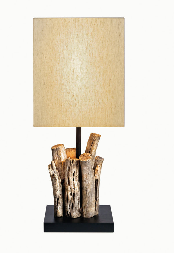 Lume Etnico Legno Naturale Paralume Tessuto Beige Lampada da Tavolo Moderna E14 sconto