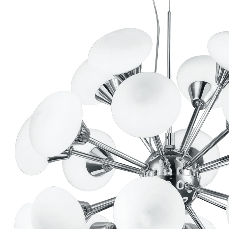 Sospensione Sferica Metallo Cromo paralumi Globo Vetro Opale Lampadario Led 2,5 watt Luce Calda Ambiente I-JUPITER/S24-3