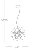 Sospensione Sferica Metallo Cromo paralumi Globo Vetro Opale Lampadario Led 2,5 watt Luce Calda Ambiente I-JUPITER/S24-4