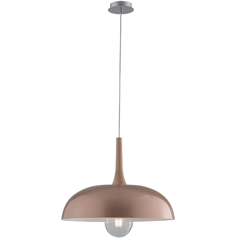 Lampadario Circolare Metallo Oro Rosa Legno Naturale Sospensione Moderna E27 Ambiente I-LIVINGSTON-S50-1