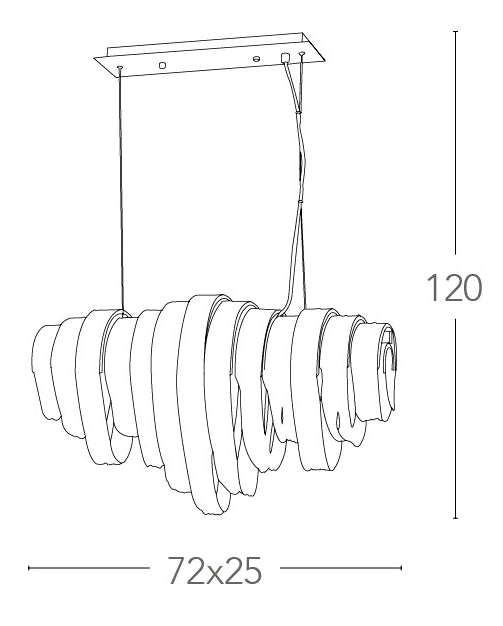 Lampadario a Sospensione Metallo Cromato Fasce di Crisalli K9 Moderno G9 Ambiente I-LYRICA/5-2