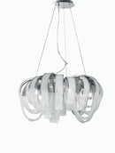 Lampadario Circolare Sospeso Fasce di Cristalli K9 struttura Metallo Cromato Moderno G9 Ambiente I-LYRICA/R5-1