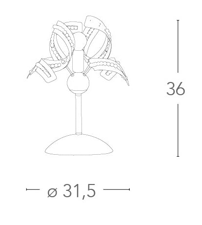 Lume Moderno Metallo Cristalli K9 decoro riccioli Lampada da Tavolo Interno E14 Ambiente I-NABUCCO/L-2