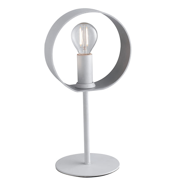 Lumetto Moderno Metallo Bianco Silver Anelli Orientabili Lampada da Tavolo E14 sconto