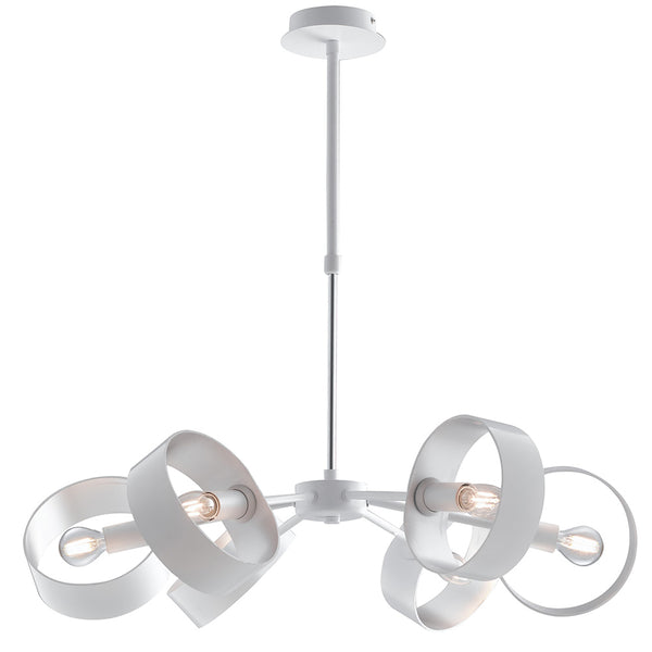 Lampadario sospeso Anelli Orientabili Metallo Bianco Silver Moderno Interni E14 acquista