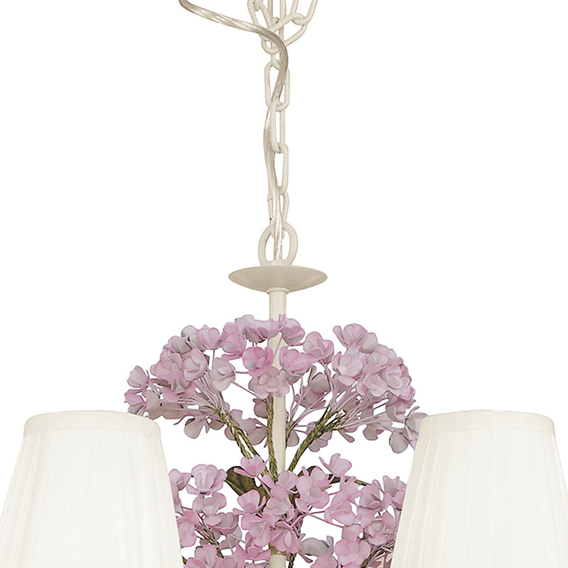 Lampadario Sospeso Classico Fiori Metallo Bianco paralumi Tessuto E14 Ambiente I-ORTENSIA/8-2