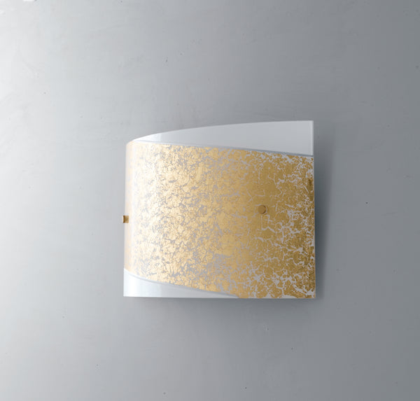 online Applique Fascia Oro Vetro Bianco Rettangolare Lampada Moderna E27