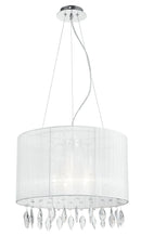 Lampadario Sospeso Circolare Organza Bianca Gocce Cristallo K9 Classica E27 Ambiente I-PATTY/S5-1