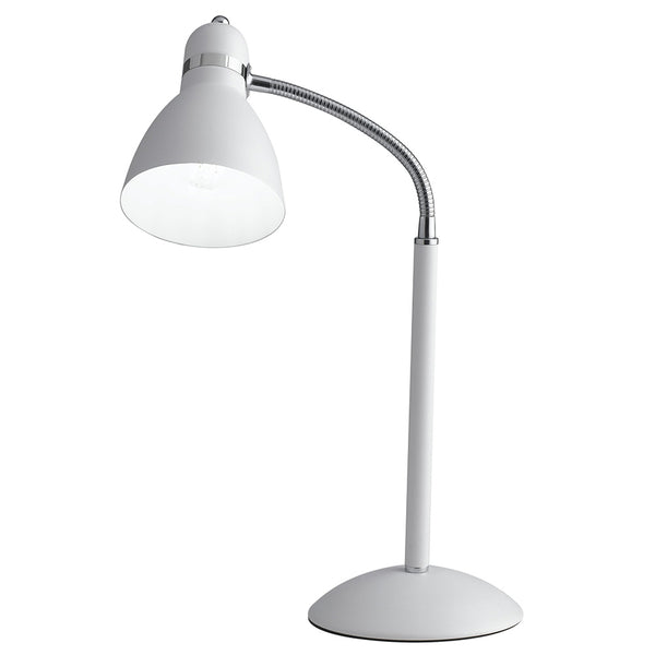 acquista Lume Metallo Bianco Orientabile Lampada da Tavolo Scrivania Moderna E27