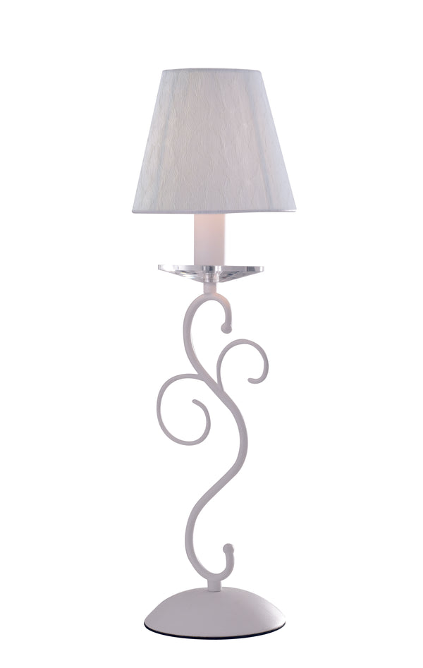 Lampada da Tavolo Cristallo K9 Metallo Bianco paralume Tessuto Bianco Classica E14 sconto