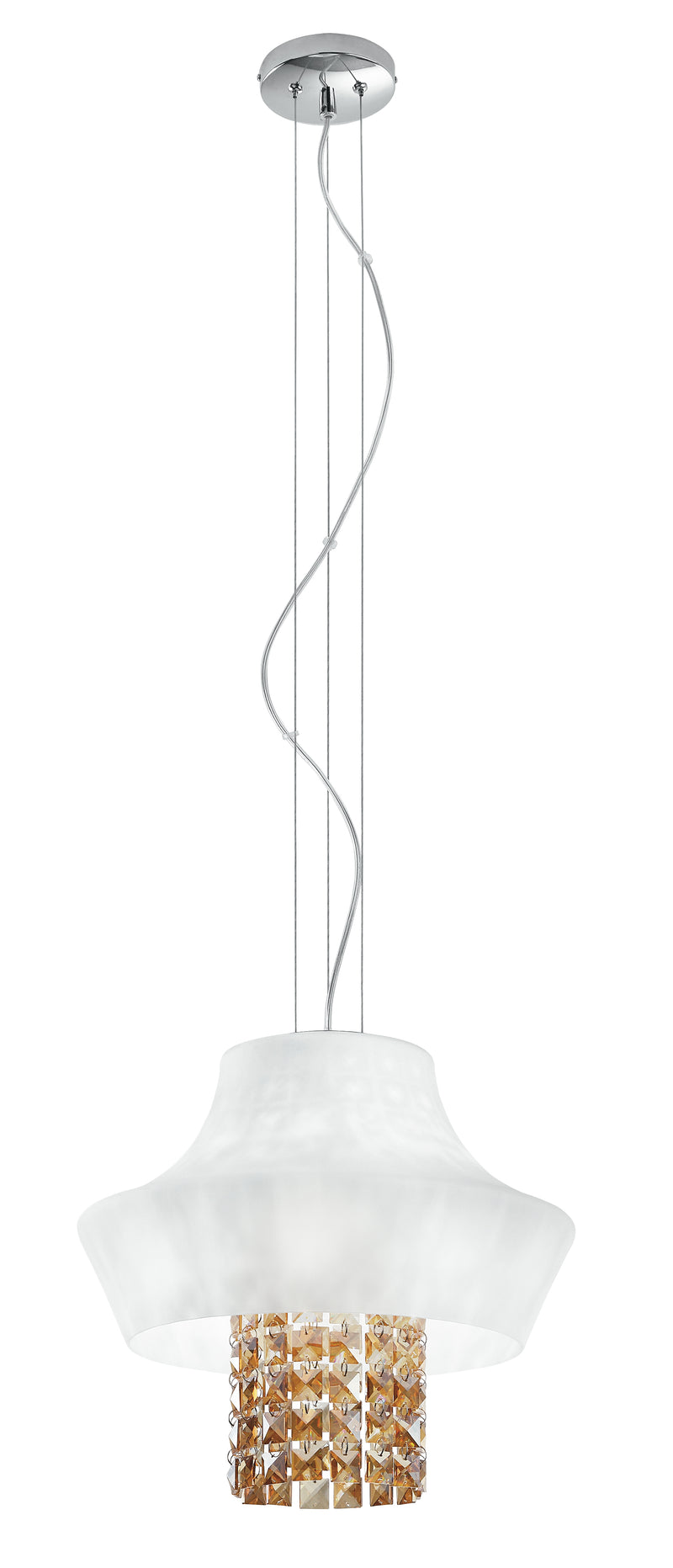 Sospensione Diffusore Bianco Pendenti Cristalli K9 Ambra Classica 42 watt G9 Ambiente I-SOUL/S40-1